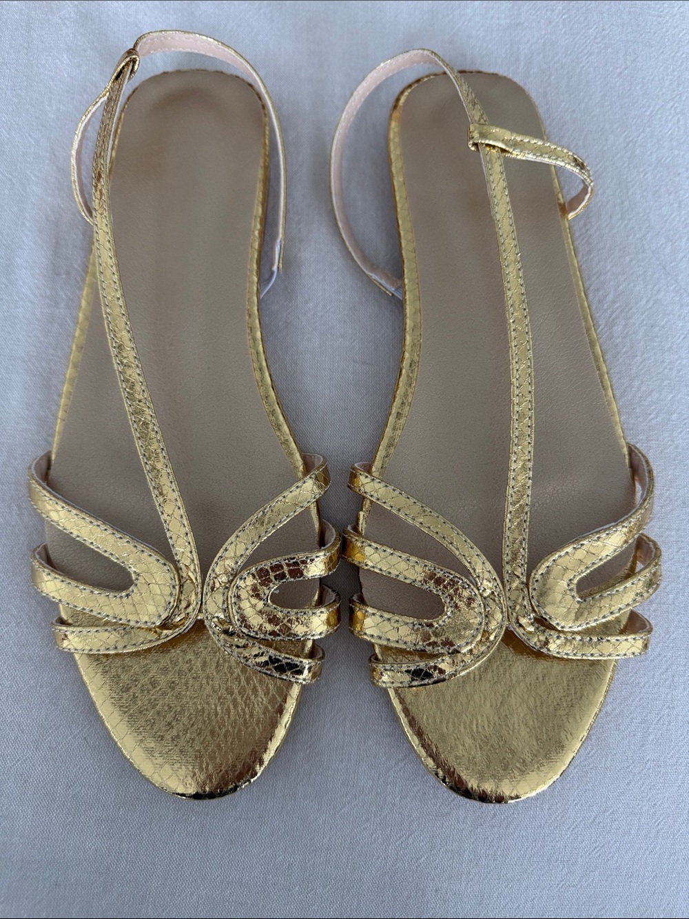 Gold Metallic Strappy Women's Sandals